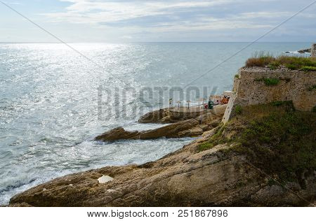Ulcinj, Montenegro - September 9, 2017: View From Top Of Popular Resort Town Of Ulcinj And Sea, Mont
