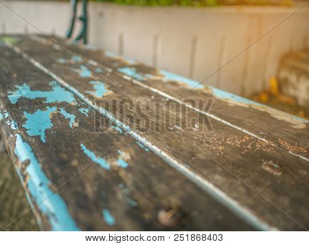 Close Up Wooden Chair In The Park