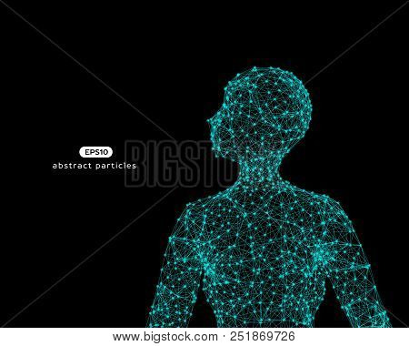Abstract Vector Illustration Of Woman Looking Up.