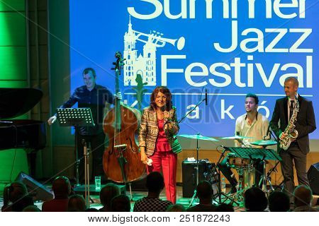 Cracow, Poland - July 31, 2018: Urszula Dudziak Live On Stage In Manggha Museum Of Japanese Art And 