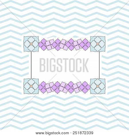 Frame Of Flat Spring Flower Corner. Cute Retro Strips In Bright Colors For Scrapbooking.