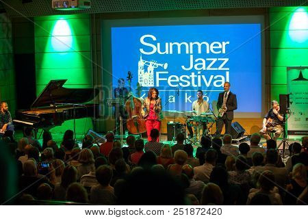Cracow, Poland - July 31, 2018: Urszula Dudziak Live On Stage In Manggha Museum Of Japanese Art And 