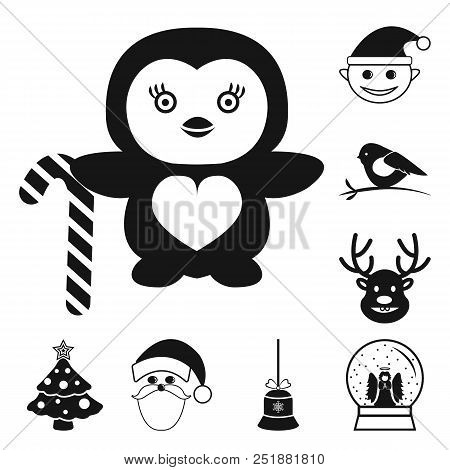 Christmas Attributes And Accessories Black Icons In Set Collection For Design. Merry Christmas Vecto