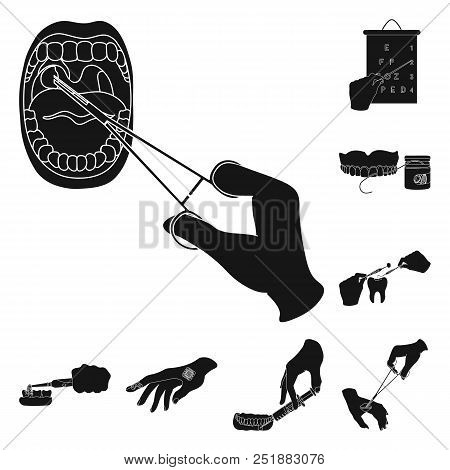 Manipulation By Hands Black Icons In Set Collection For Design. Hand Movement In Medicine Vector Sym