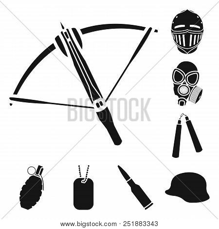 Types Of Weapons Black Icons In Set Collection For Design.firearms And Bladed Weapons Vector Symbol 