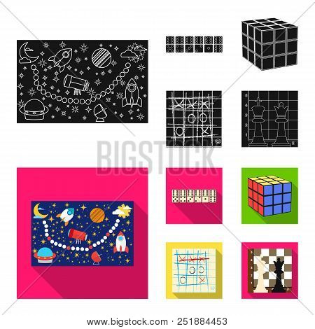 Board Game Black, Flat Icons In Set Collection For Design. Game And Entertainment Vector Symbol Stoc