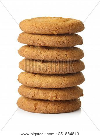 Pile Of Fresh Homemade Cookies Isolated On White Background