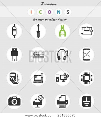 Electronics Repair Web Icons For User Interface Design