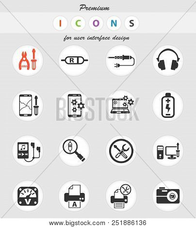 Electronics Repair Web Icons For User Interface Design