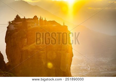 Monastery Of The Holy Trinity On Cliff. Greek Destinations. The Meteora Monasteries, Greece Kalambak