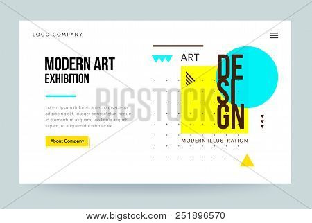 Homepage Template. Header For Art Gallery Website And Mobile Website. Concept Of Modern Art Exhibiti