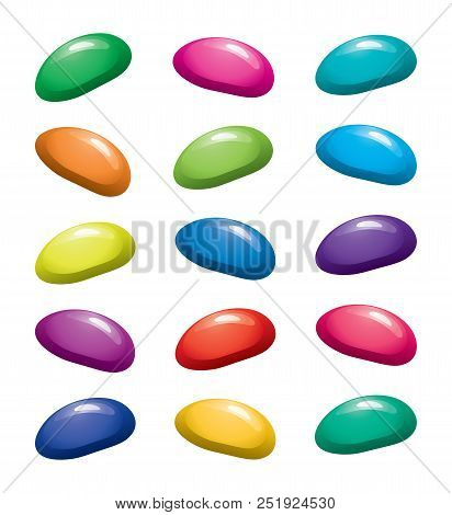 Vector Assortment Of Colorful Fruit Gelatin Jelly Beans