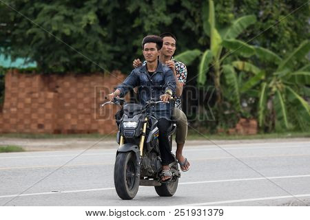 Chiangmai, Thailand - July  23 2018: Private Honda Msx  Motorcycle. On Road No.1001, 8 Km From Chian