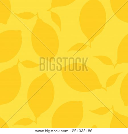 Lemon Seamless Pattern On Yellow Background. Vector Illustration.