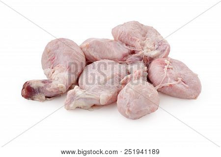 Raw Bull Testicles On A White Background