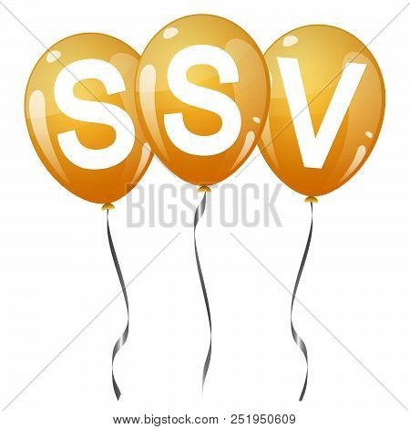 Three Yellow Colored Flying Balloons With Text Ssv