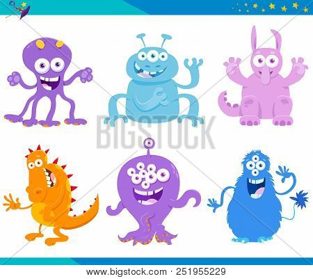 Cartoon Fantasy Monster Characters Set