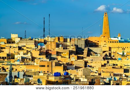 View Of Ghardaia, A City In The Mzab Valley. Unesco World Heritage In Algeria