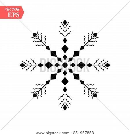 Snowflake Icon. Christmas And Winter Theme. Simple Flat Black Illustration On White Background. Eps1