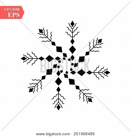 Snowflake Icon. Christmas And Winter Theme. Simple Flat Black Illustration On White Background. Eps1