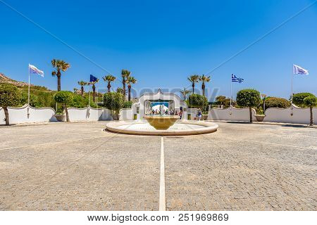 Rhodes, Greece - May 13, 2018: Fountain And Main Entrance To Kallthea Terms On Rhodes Island. Greece