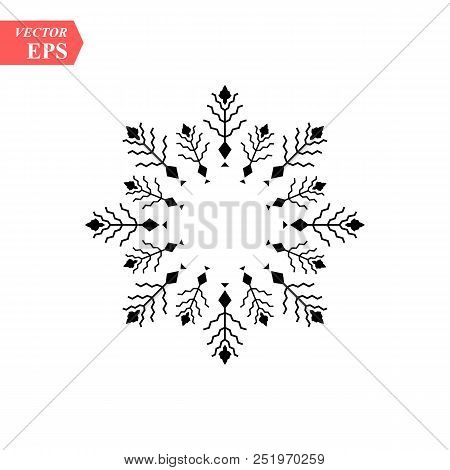 Snowflake Icon. Christmas And Winter Theme. Simple Flat Black Illustration On White Background. Eps1
