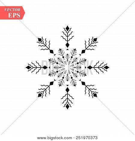 Snowflake Icon. Christmas And Winter Theme. Simple Flat Black Illustration On White Background. Eps1