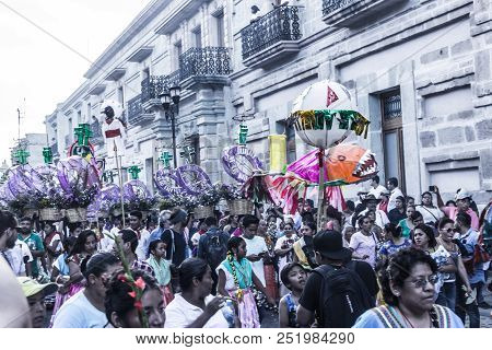 Detail Of Celebration Of Guelaguetza Fest In Oaxaca Mexico
