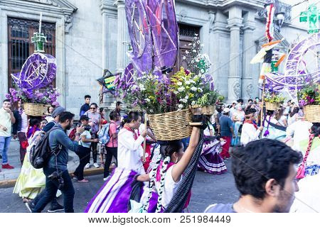 Detail Of Celebration Of Guelaguetza Fest In Oaxaca Mexico