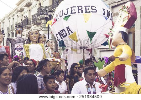 Detail Of Celebration Of Guelaguetza Fest In Oaxaca Mexico