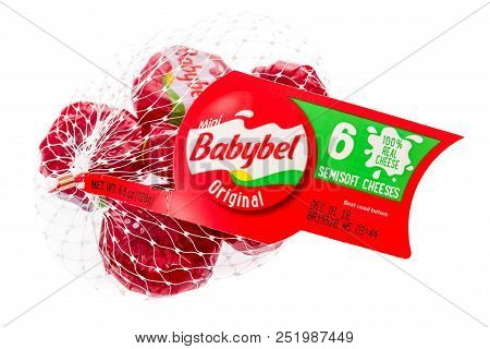 Winneconne, Wi - 30 July 2018: A Package Of Babybel Semisoft Cheese In Original Flavor On An Isolate