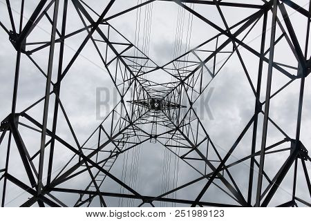 Stormy And Cloud Is Moving High Voltage Pole View,landscape
