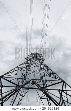 Stormy And Cloud Is Moving High Voltage Pole View,landscape