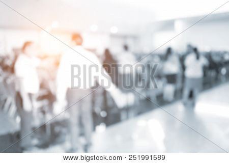 Abstract Blur Conference Room Of Administrators And Teacher. Meeting Event Planning And Taught At Th