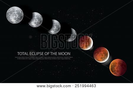 Total Eclipse Of The Moon Vector Illustration