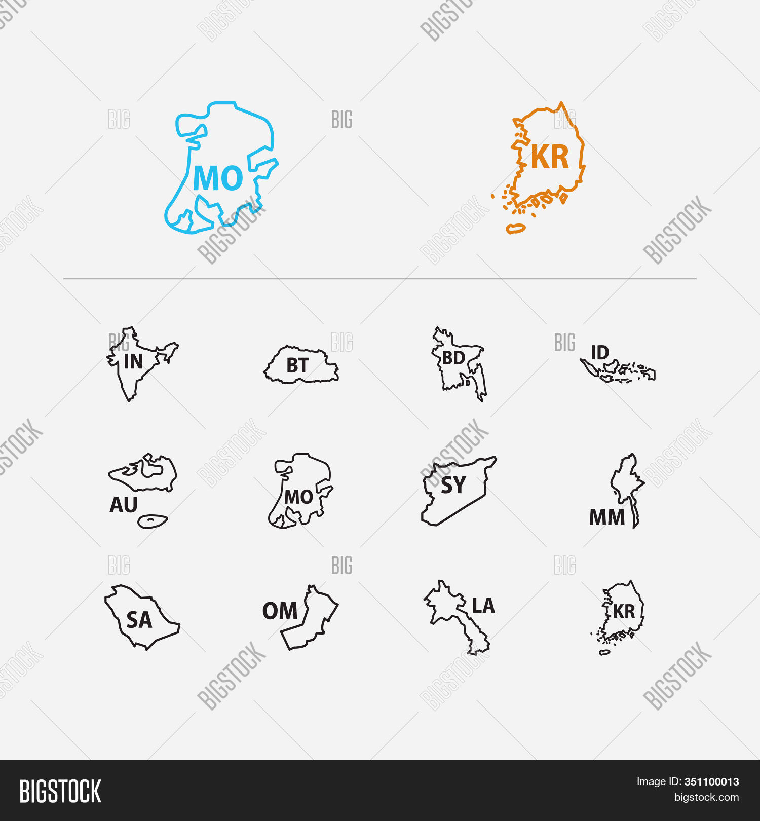 Asian Map Icons Set. Image & Photo (Free Trial) | Bigstock