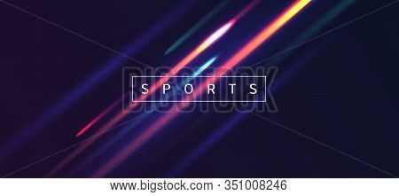 Neon Light Rays Moving With Speed And Blurring In Motion With Text