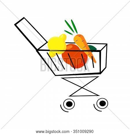 Food Basket With Eco Products Vegetables And Fruits.stock Vector