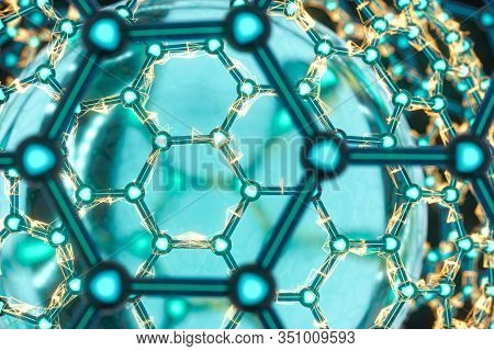 Cells And Biological Chain,molecules And Abstract Conception,3D Rendering.