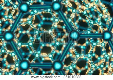 Cells And Biological Chain,molecules And Abstract Conception,3D Rendering.