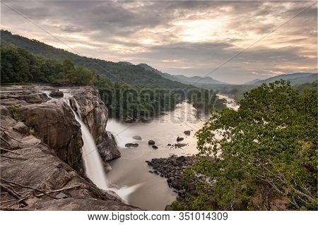 Top view of the Athirappilly waterfalls in Kerala, India