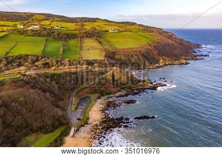 Aerial View Of Kinnagoe Bay In County Donegal, Ireland