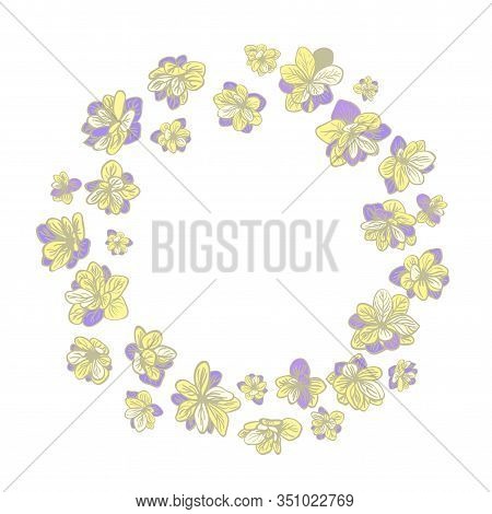 Colorful illustration of floral wreath. Hand draw frame. Can be used for invitation, greeting card and poster