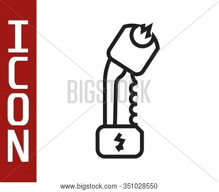 Black Line Police Electric Shocker Icon Isolated On White Background. Shocker For Protection. Taser 