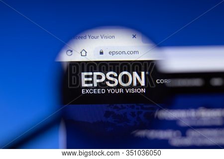 Saint-petersburg, Russia - 18 February 2020: Epson Company Website Page Logo On Laptop Display. Scre