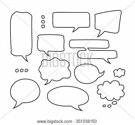 Vector Isolated Set Of Bubbles Speech, Hand Drawn