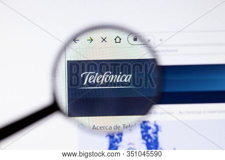 Saint-petersburg, Russia - 18 February 2020: Telefonica Company Website Page Logo On Laptop Display.