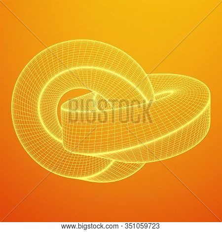 Mobius Strip Ring Knot Sacred Geometry. Spatial Figure With Upturned Surfaces. Optical Illusion With