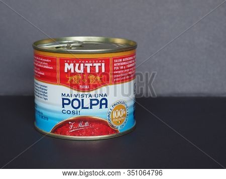 Parma - Jan 2020: Mutti Tomato Can