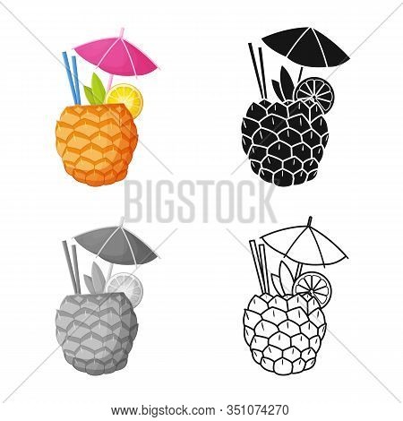 Vector Design Of Cocktail And Umbrella Logo. Graphic Of Cocktail And Ananas Stock Vector Illustratio